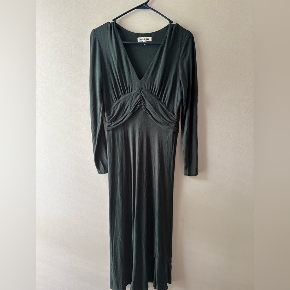 BODEN ELODIE Dress sz  8P Gray Twist Front Knit